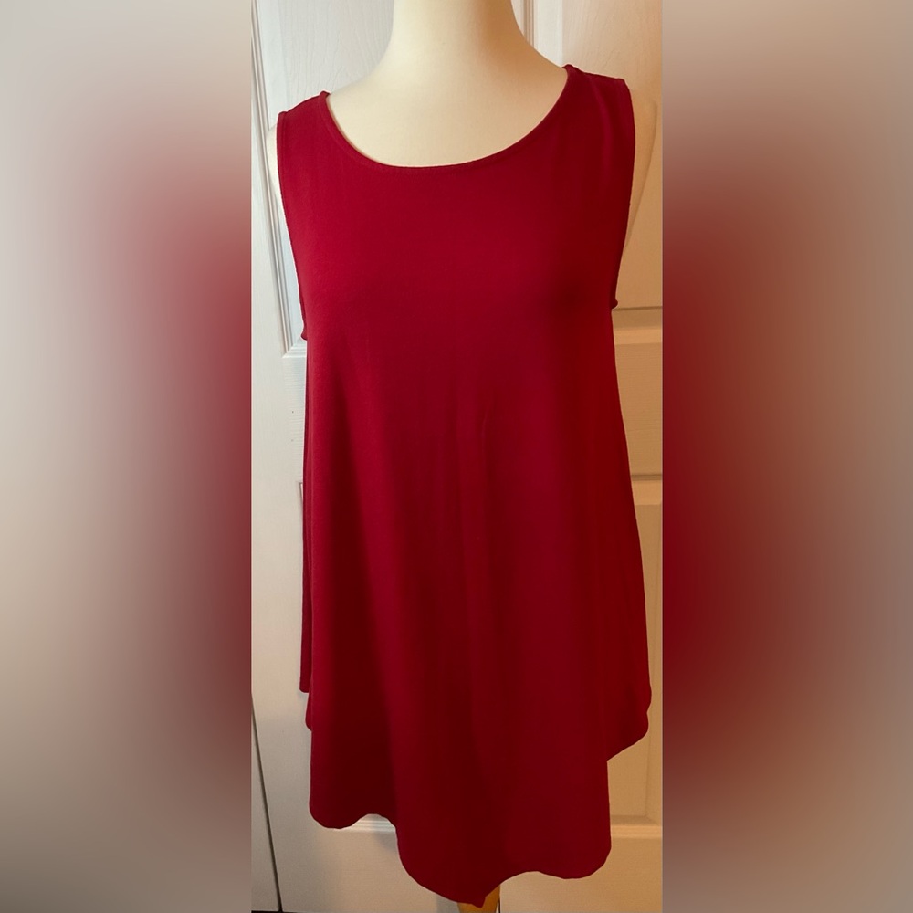 Elegant Red Sleeveless Tunic‎ Tank Top Large